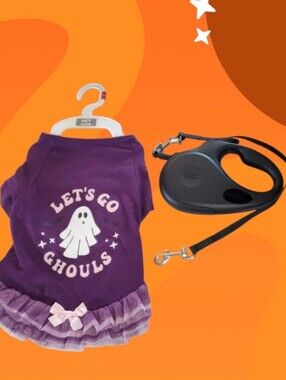 Let's Go Ghouls Shirt & Retractable Leash Dog bundle